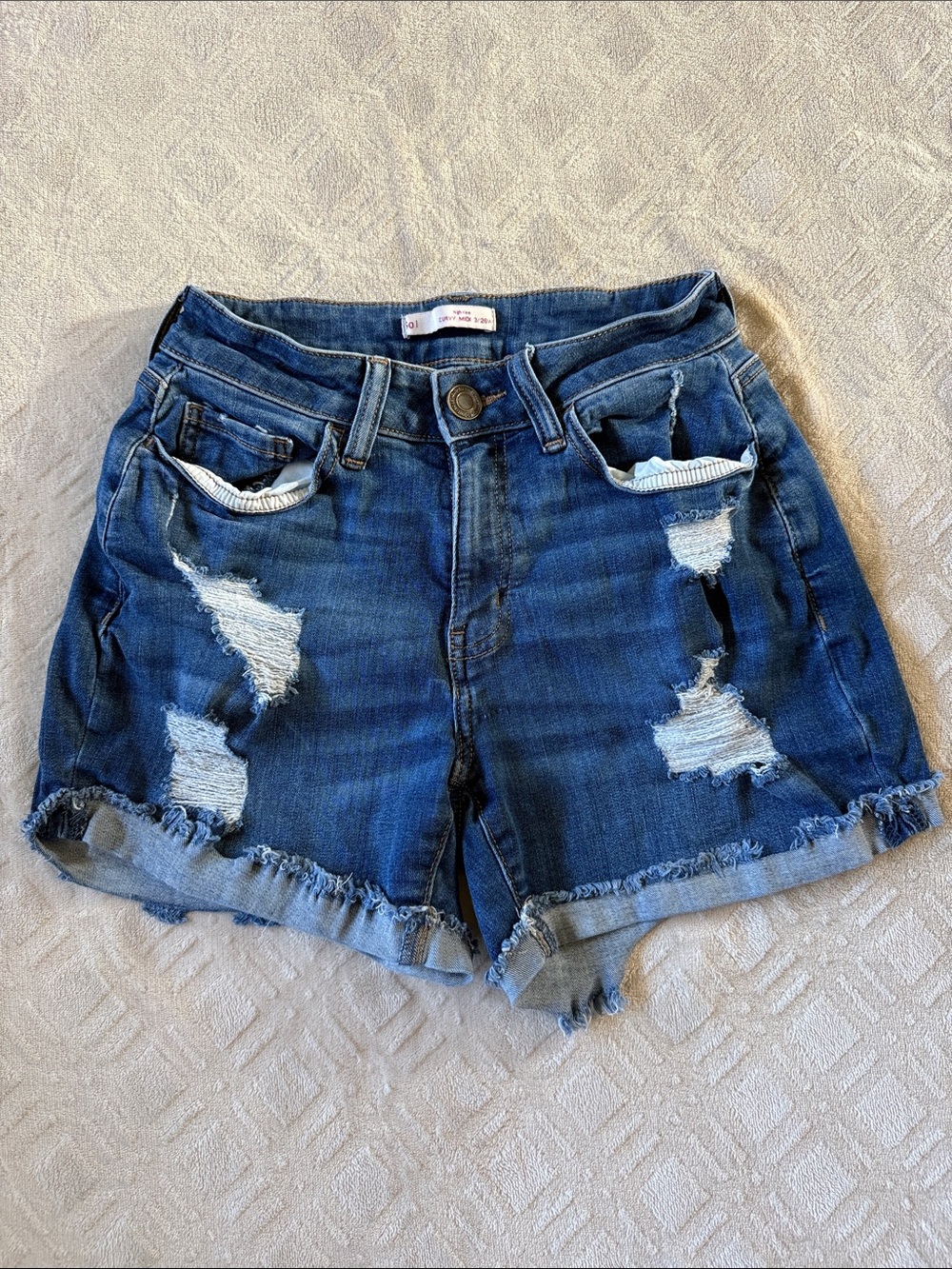 SO Distressed Blue Denim Jean Shorts